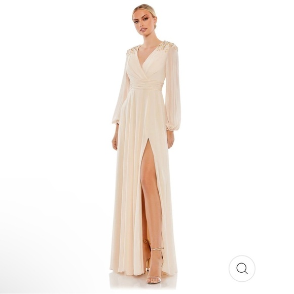 Mac Duggal EMBELLISHED SHOULDER BLOUSON SLEEVE EVENING GOWN size 6 sold out size - Picture 1 of 15
